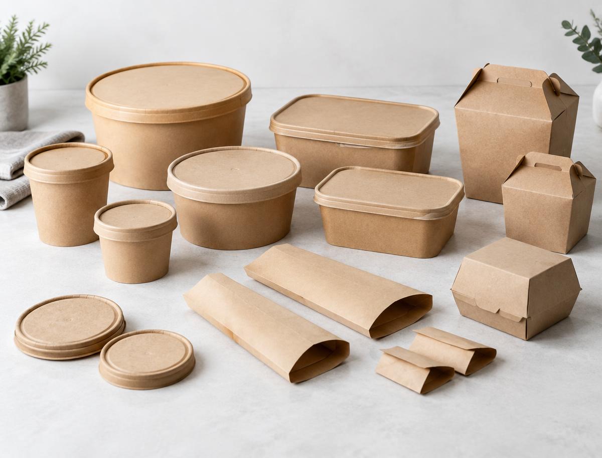 Kraft takeaway containers and coordinated paper food packaging